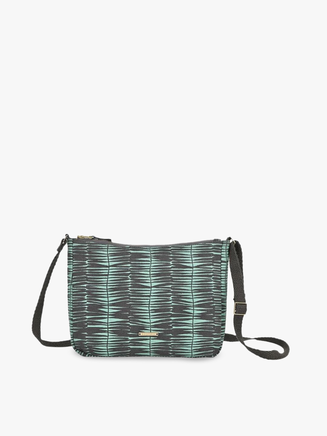 

EcoRight Printed Half Moon Cotton Sling Bag, Green