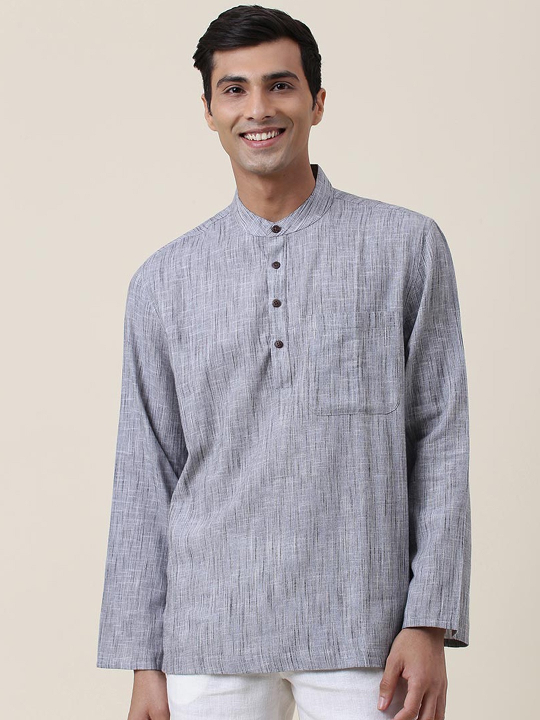 

Fabindia Mandarin Collar Cotton Kurta, Grey