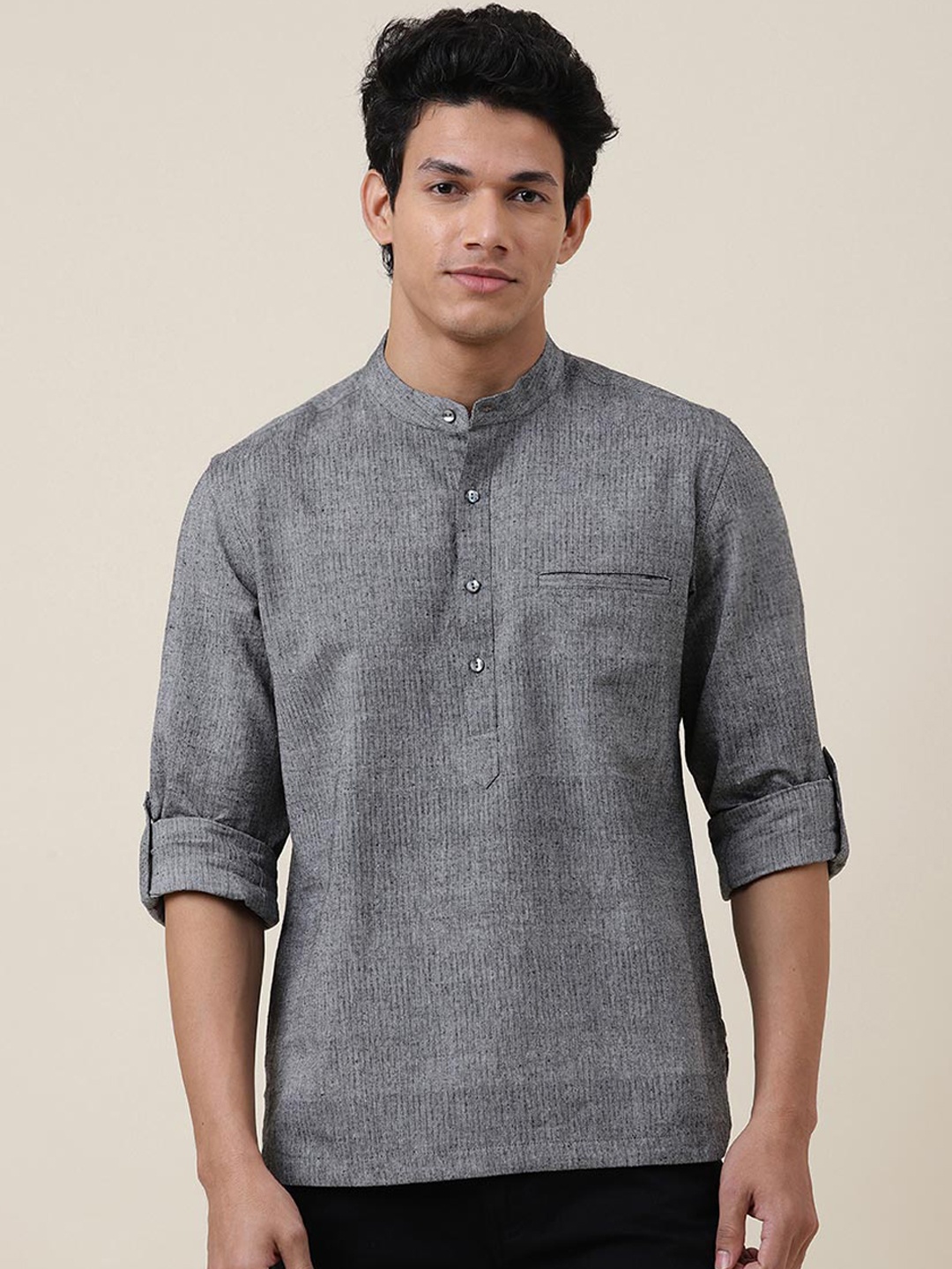 

Fabindia Mandarin Collar Cotton Kurta, Grey
