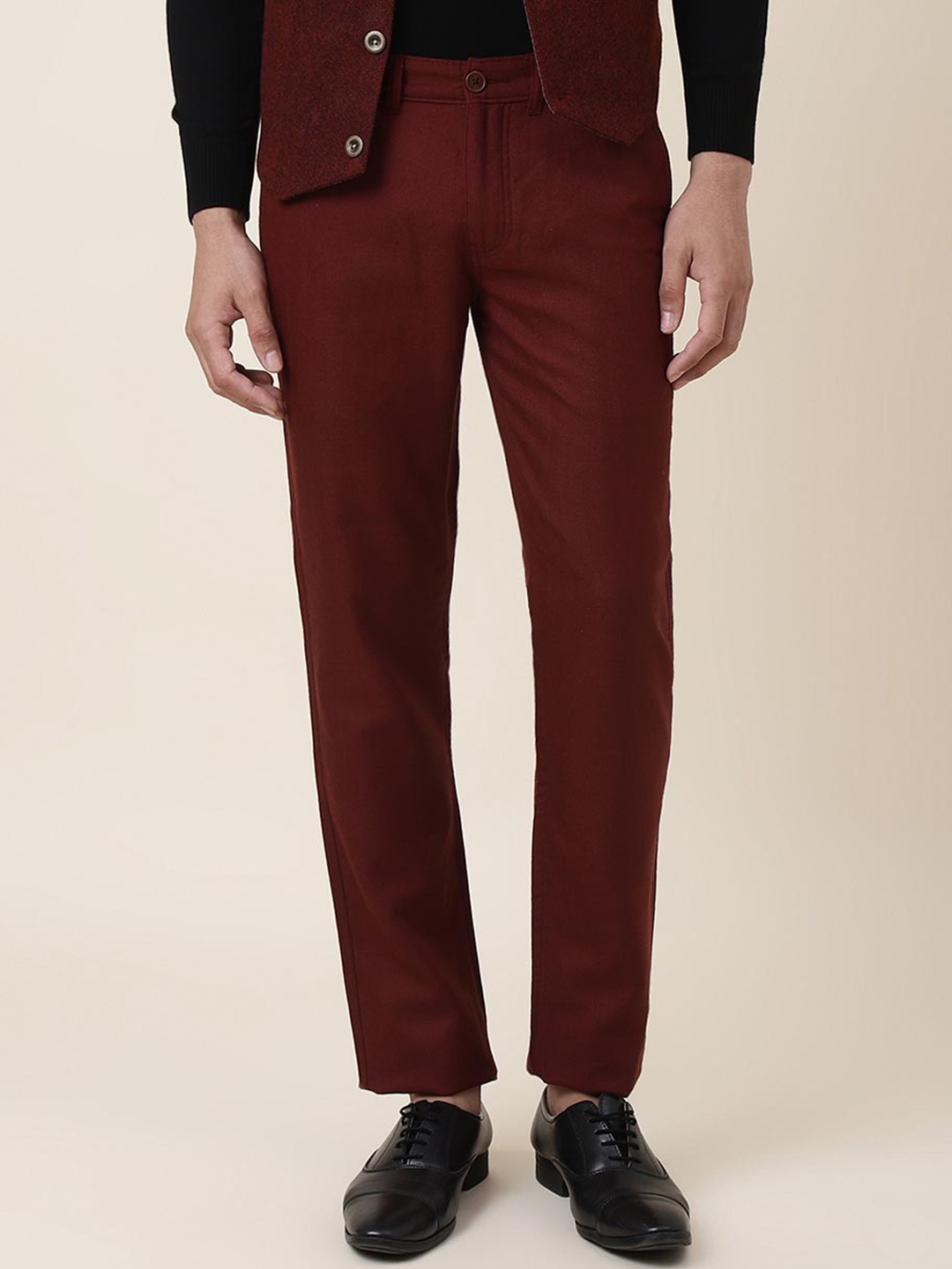 

Fabindia Men Burgundy Casual Regular Trousers