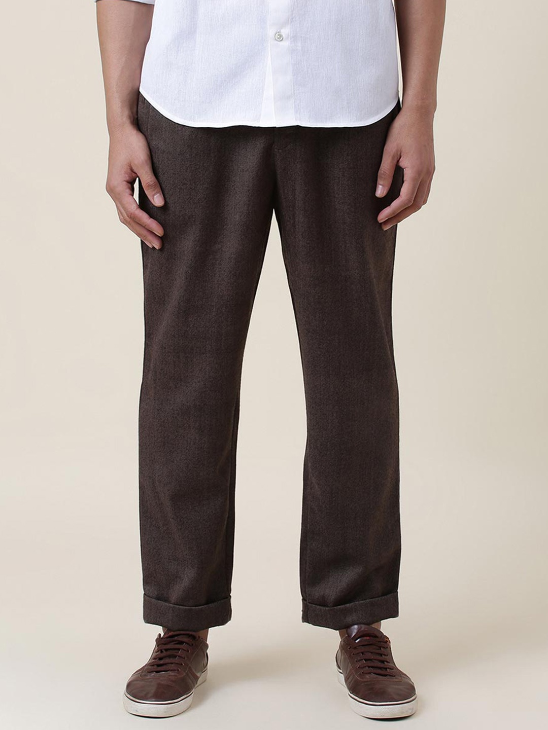 

Fabindia Men Brown Relaxed Trousers