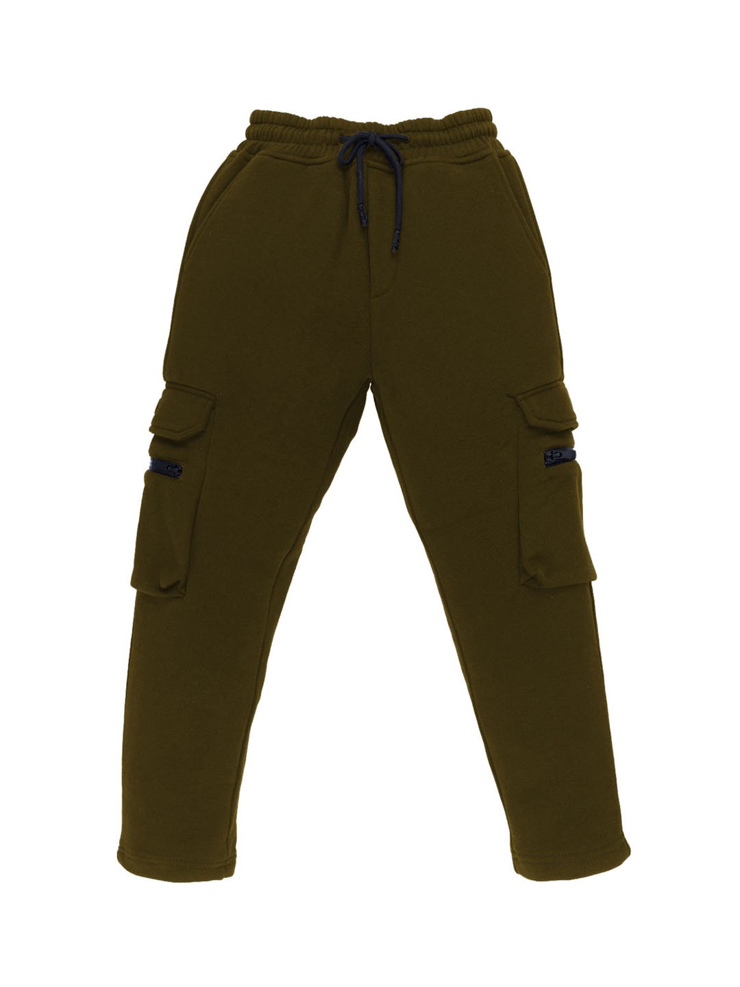 

Status Quo Boys Olive-Green Logo Print On Side Cotton Track Pant