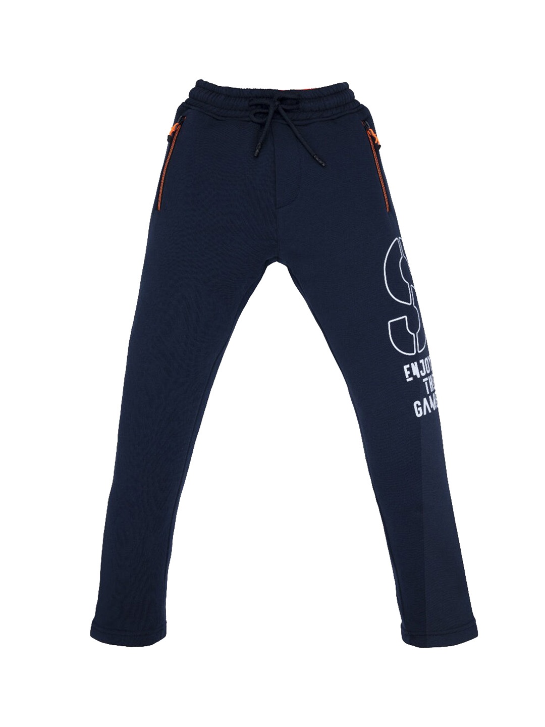 

Status Quo Boys Navy Blue One-Side Alphanumeric Printed Track Pants