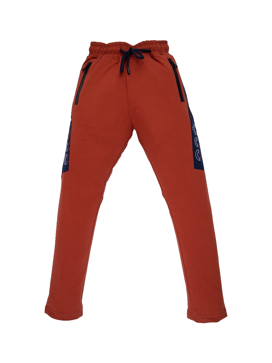 

Status Quo Boys Rust-Brown & Navy Blue Printed Cotton Track Pants