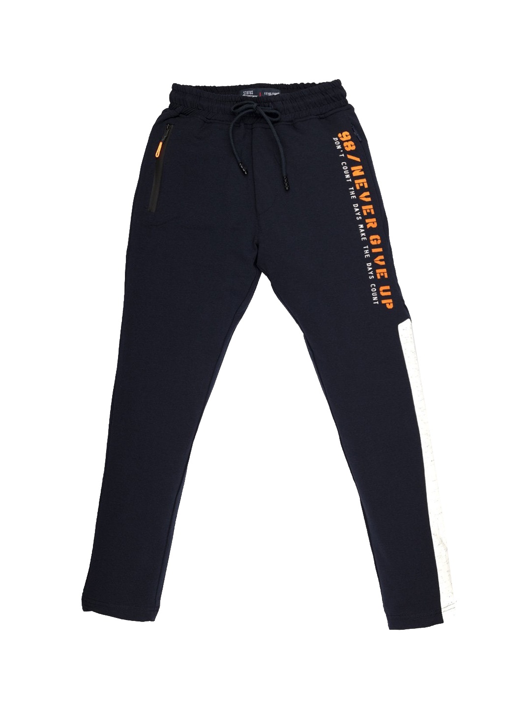 

Status Quo Boys Navy Blue Printed Cotton Track Pants