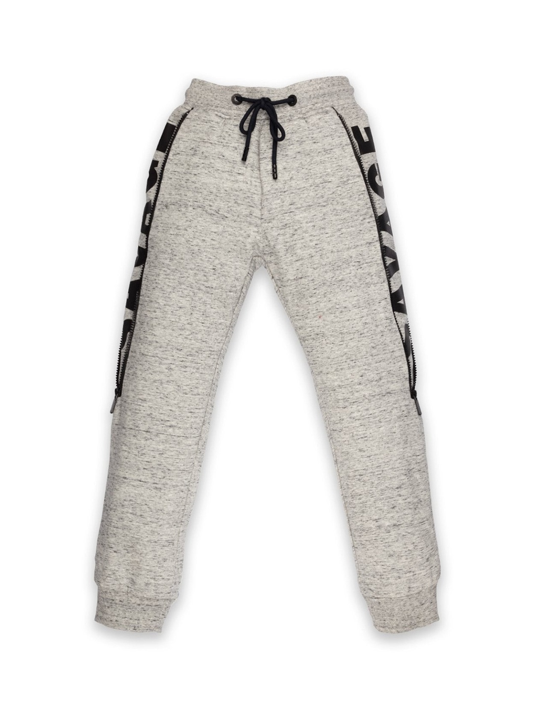 

Status Quo Boys Grey & Black Printed Cotton Joggers