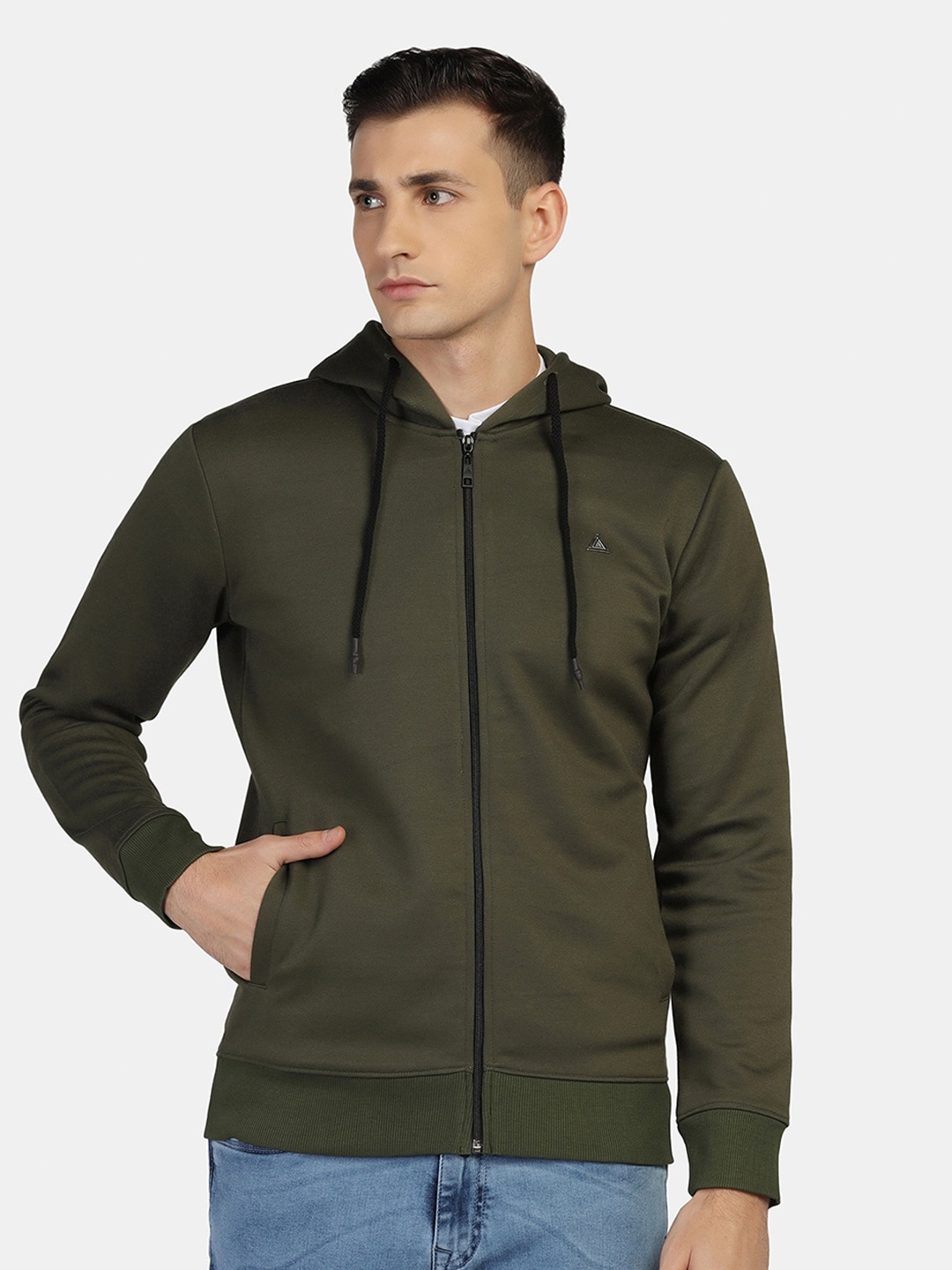 

Aesthetic Bodies Men Olive Green Hooded Cotton Sweatshirt