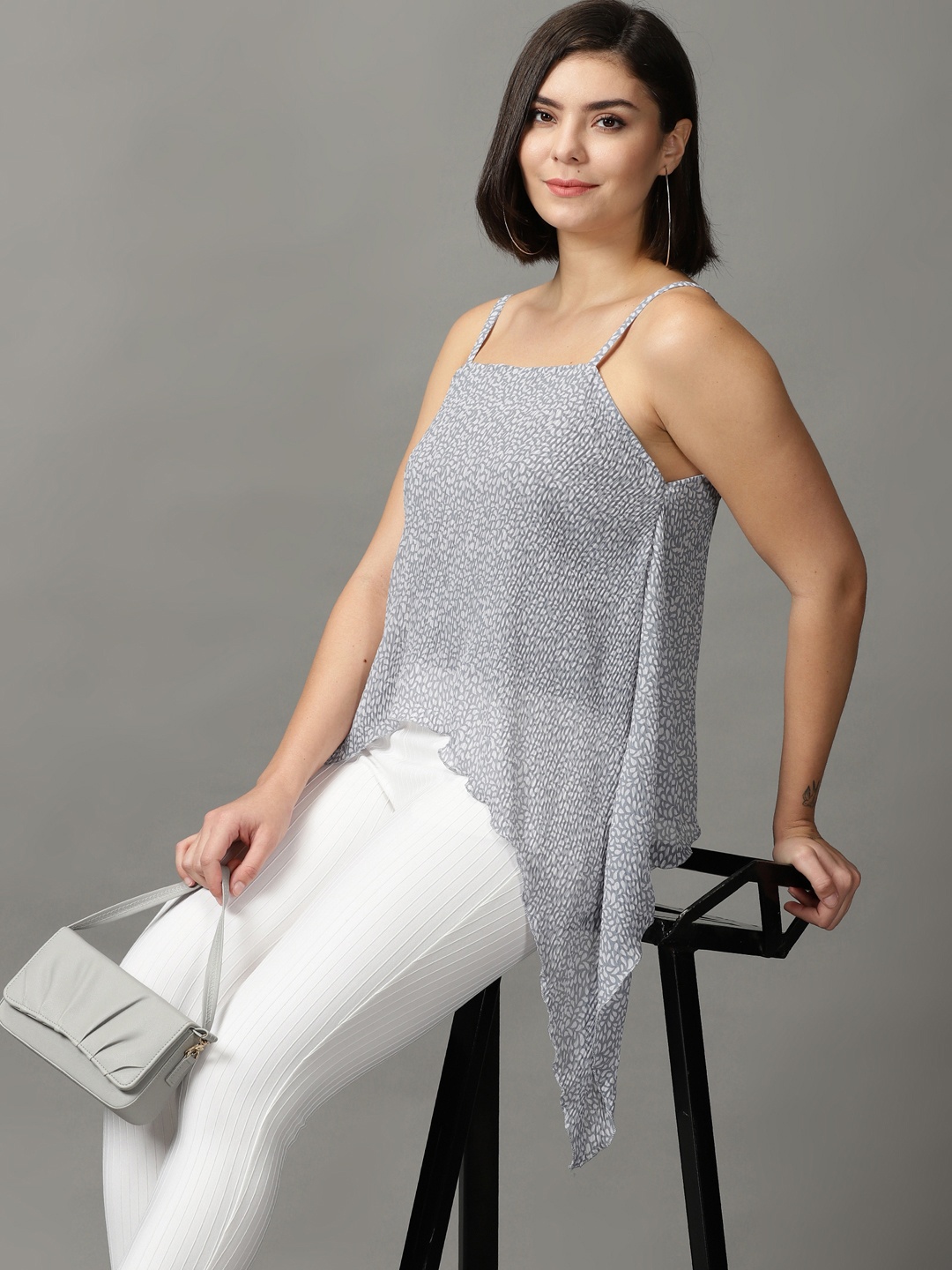 

SHOWOFF Women Grey Chiffon Top