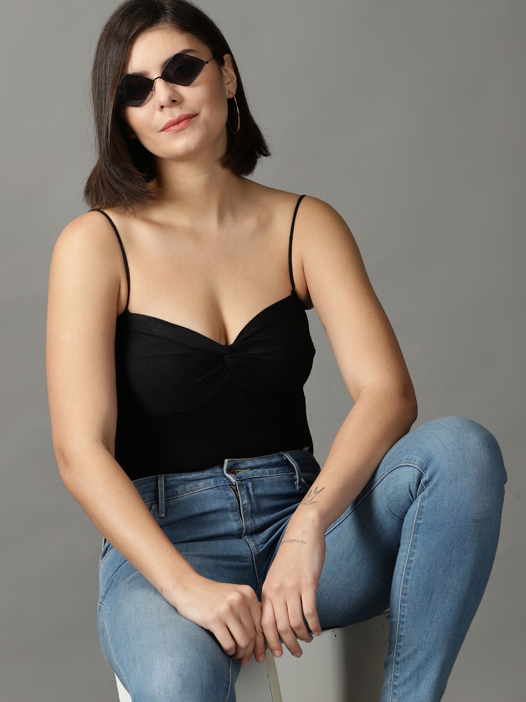 

SHOWOFF Black Twisted Crop Top