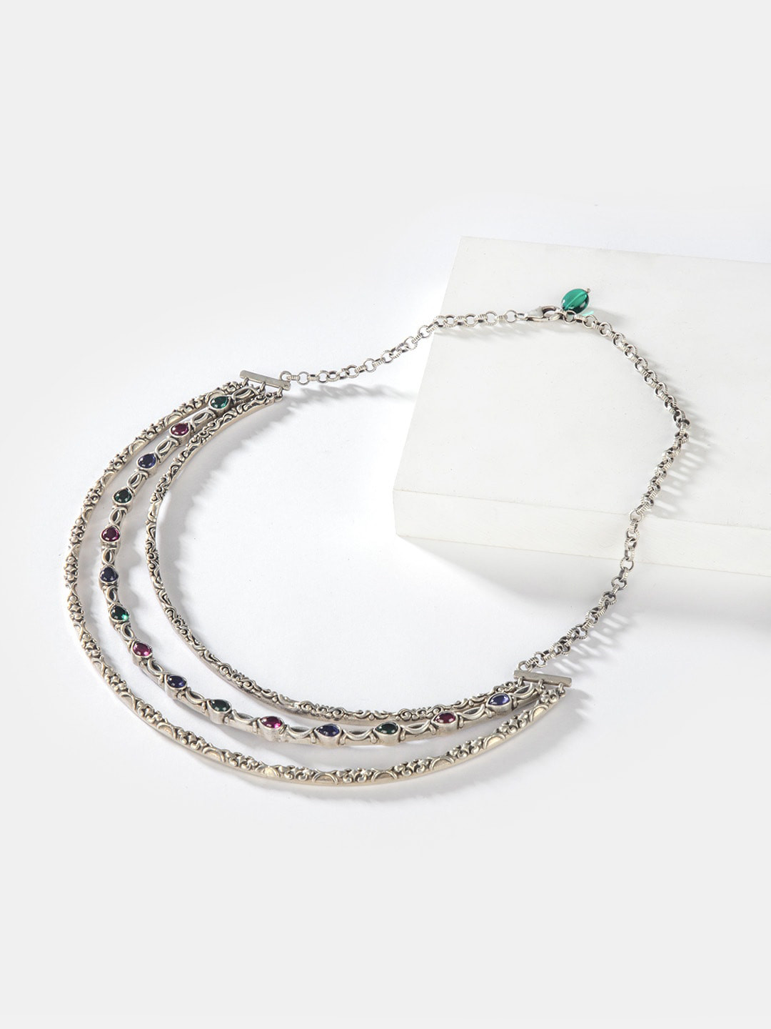 

SHAYA Blue & Green Sterling Silver Oxidised Necklace