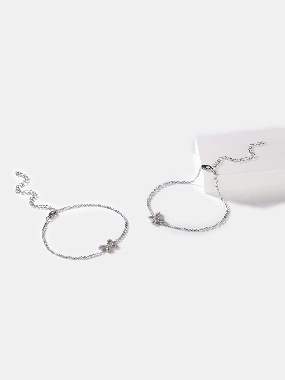 

SHAYA White CZ Studded 925 Sterling Silver Anklets