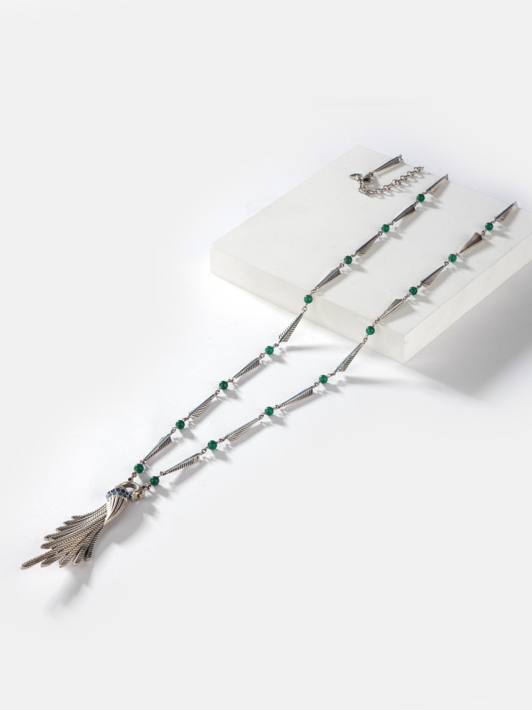 

SHAYA Silver-Toned & Green Sterling Silver Necklace