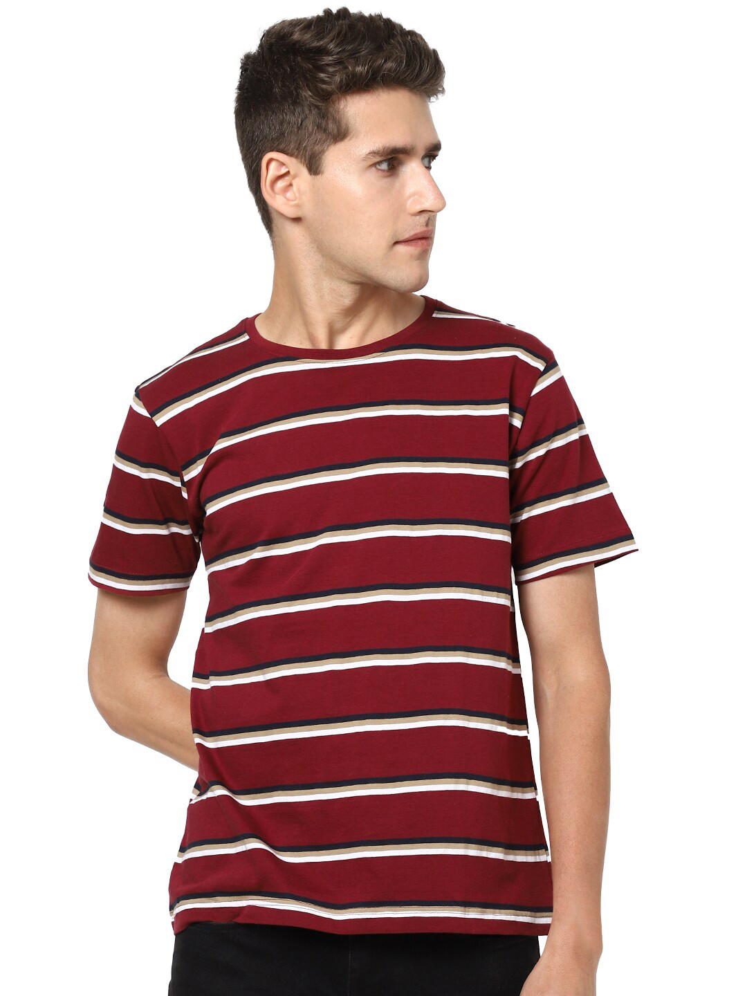 

VASTRADO Men Maroon Printed Cotton T-shirt