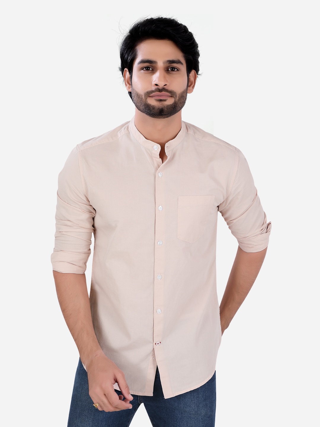 

VASTRADO Men Peach-Coloured Cotton Casual Shirt