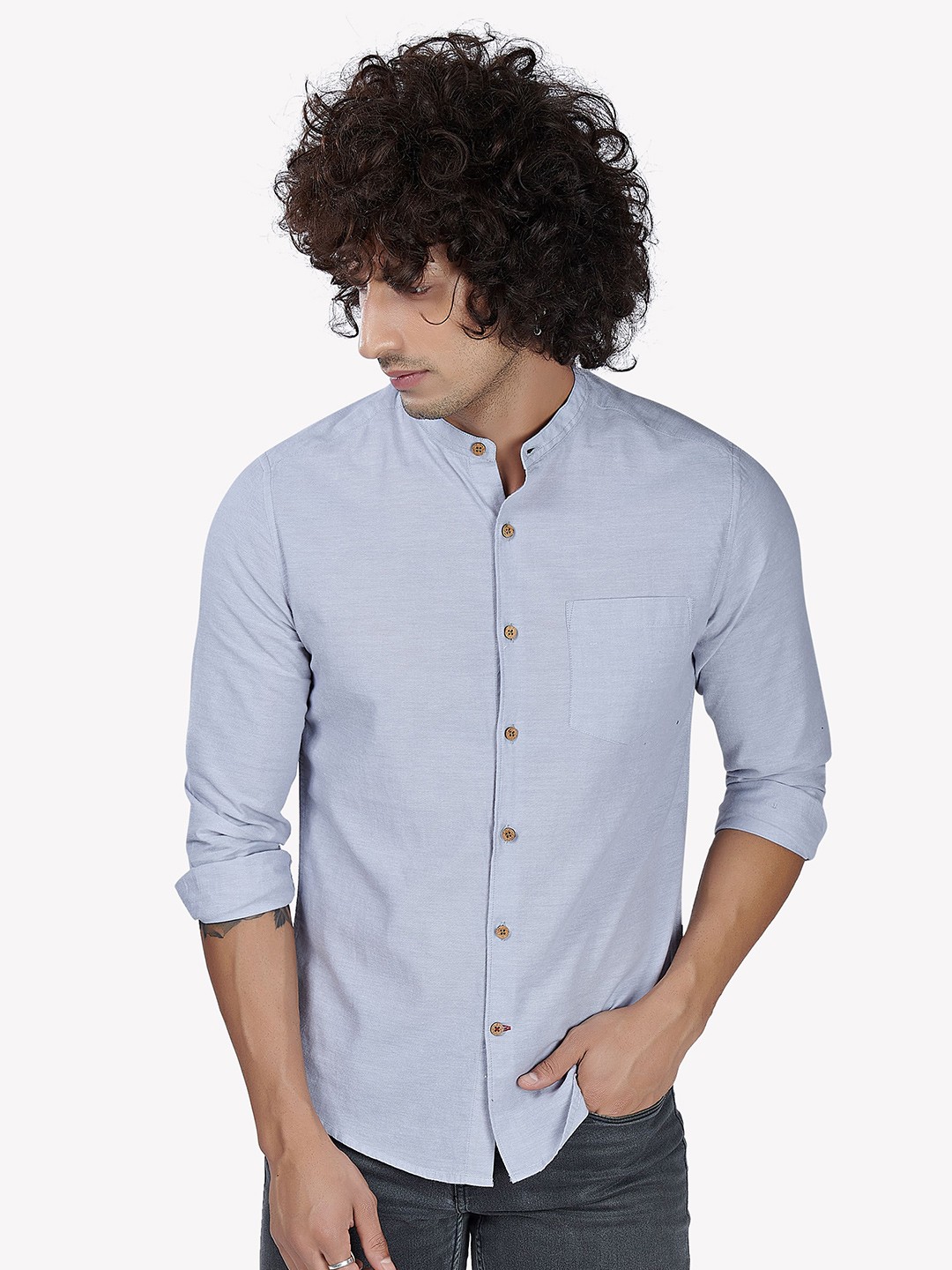

VASTRADO Men Grey Cotton Casual Shirt
