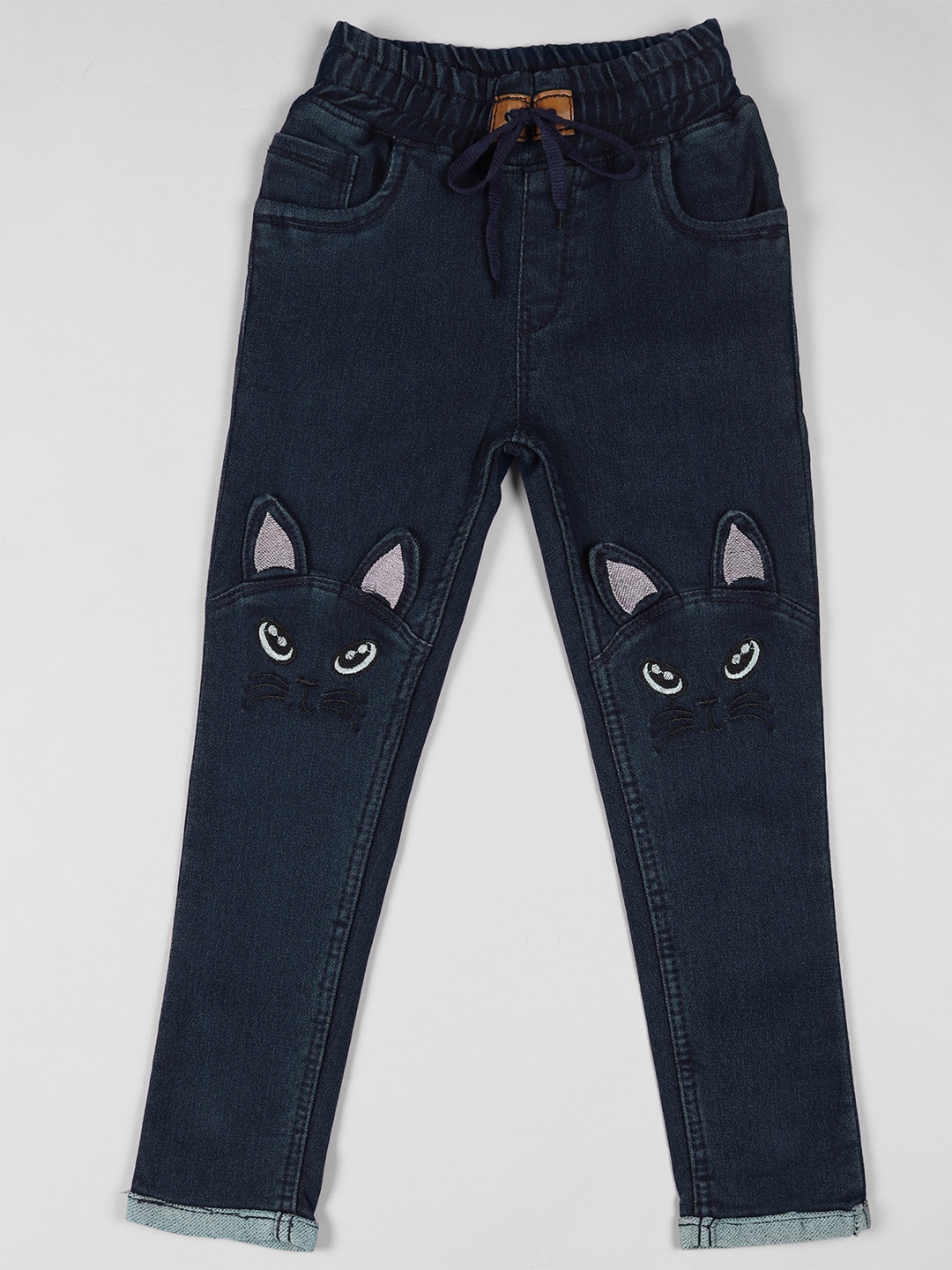 

F2M Girls Slim Fit High-Rise Embroidered Jeans, Blue