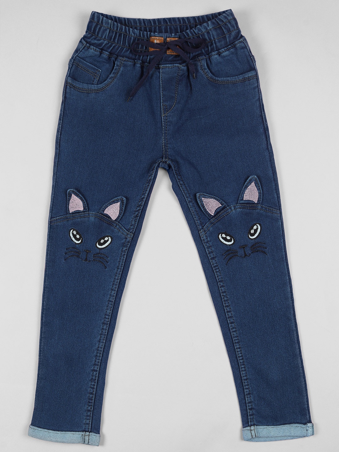 

F2M Girls Blue Slim Fit Embroidered Jeans