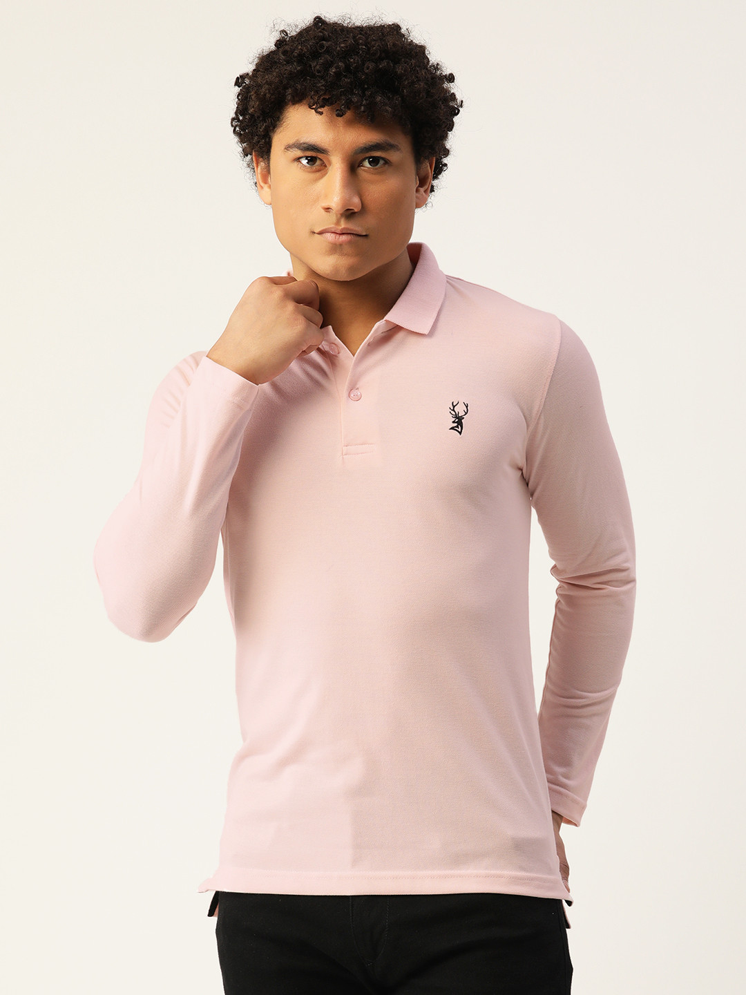 

PORTBLAIR Men Pink Polo Collar Slim Fit T-shirt