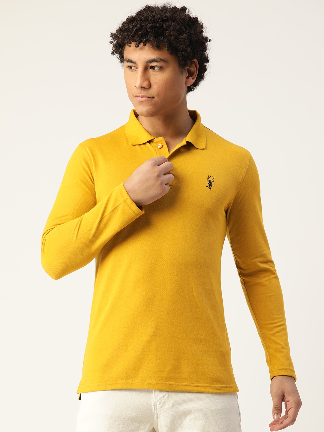 

PORTBLAIR Men Mustard Yellow Polo Collar Slim Fit T-shirt