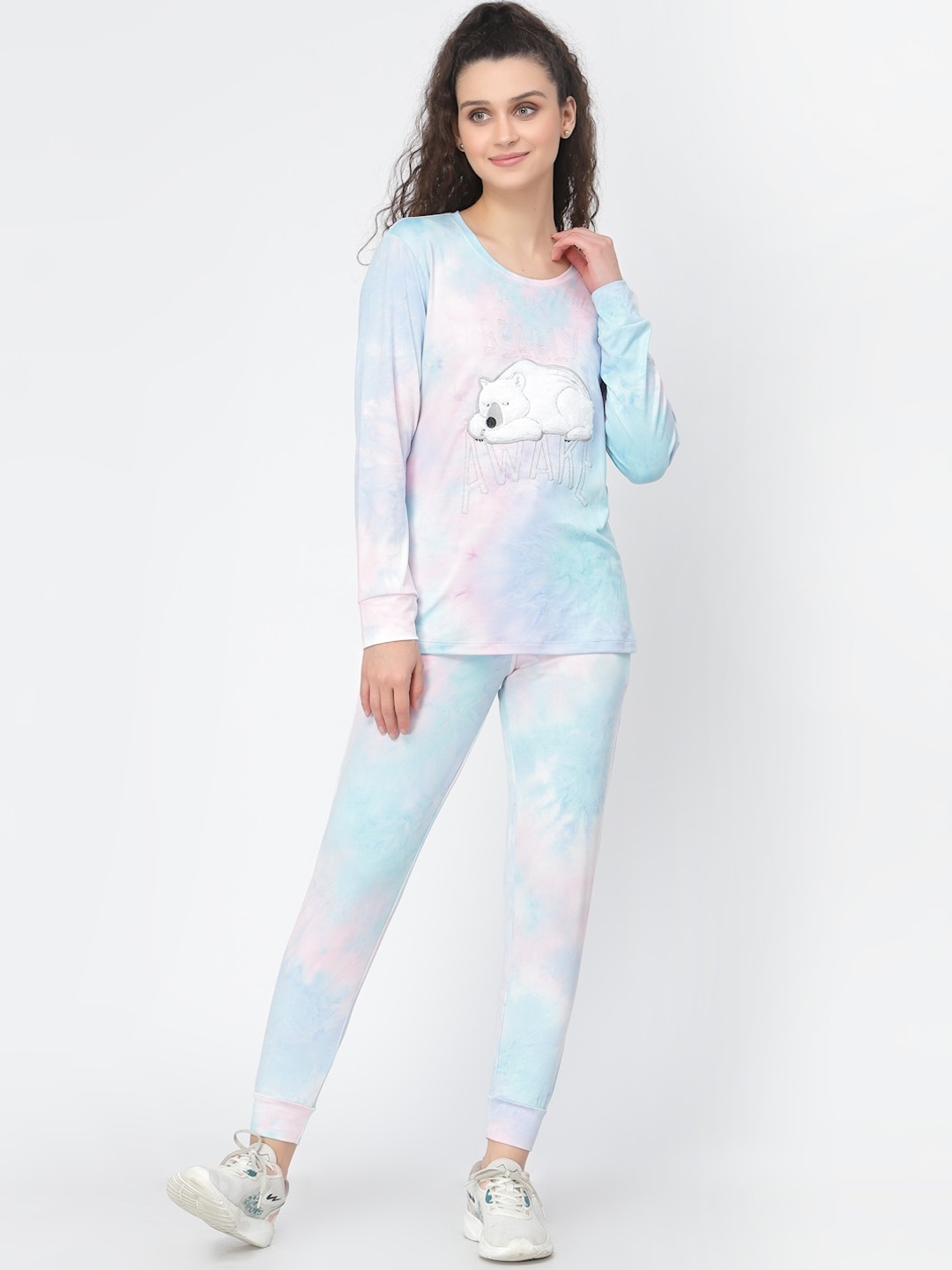 

Sweet Dreams Women Blue & White Tie and Dye Night suit