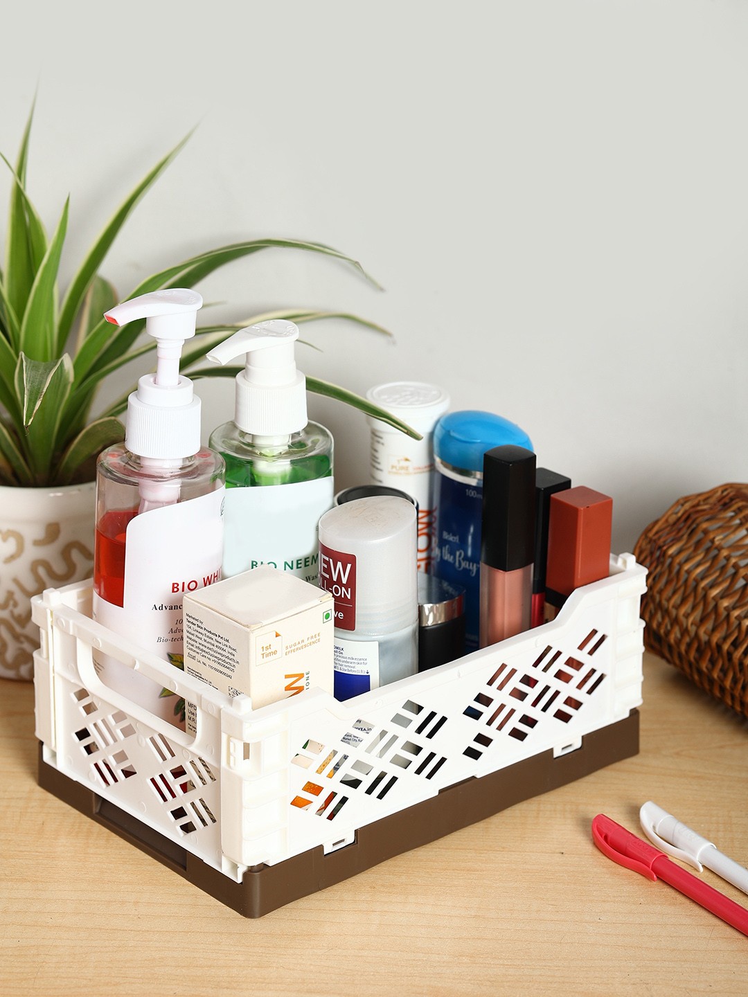

ZEVORA White& Yellow Set of 2 Multi-Purpose Desk Organiser
