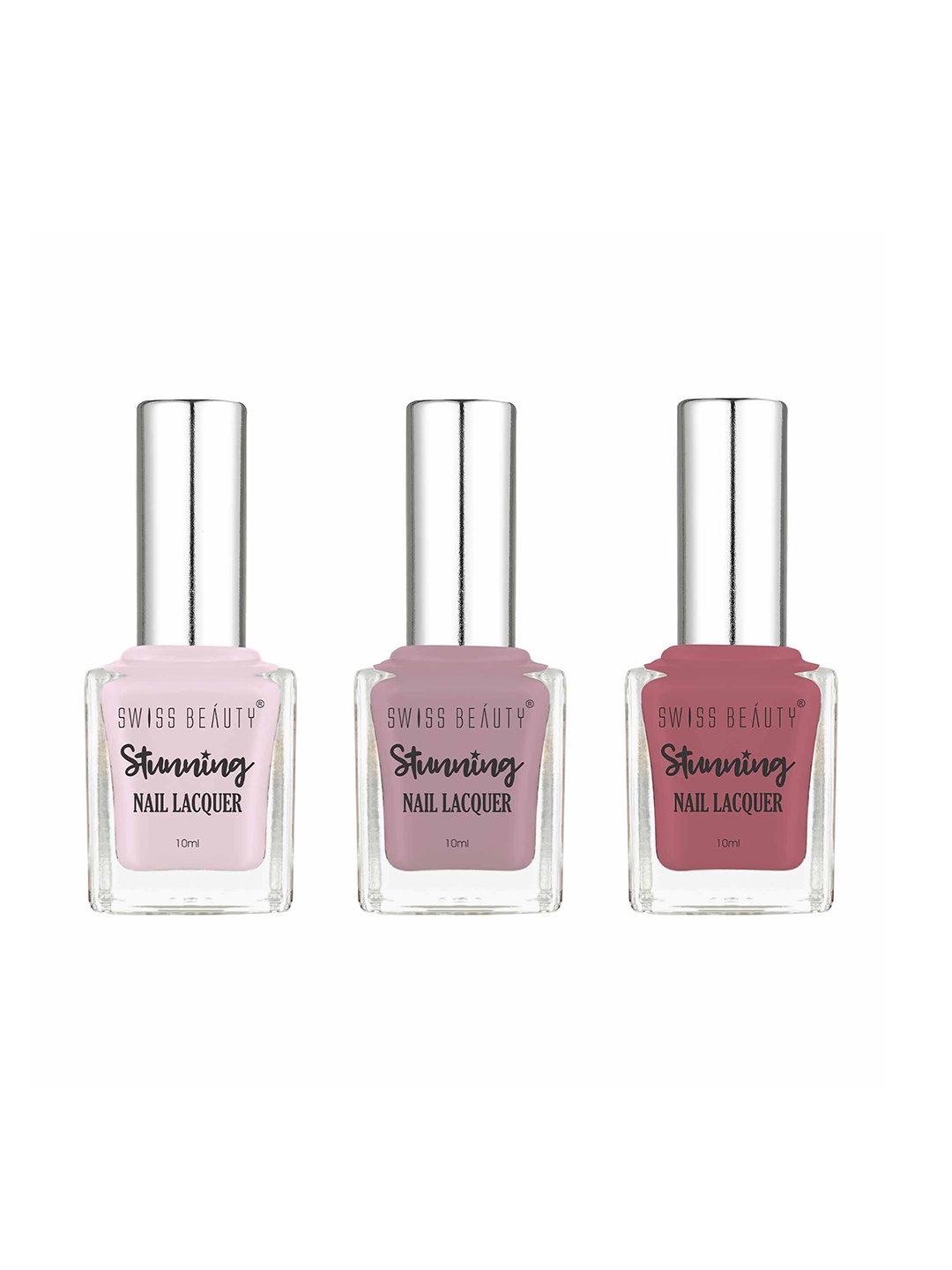 

SWISS BEAUTY Set Of 3 Long Wearing Bare Stunning Nail Lacquer - 10ml Each, Nude