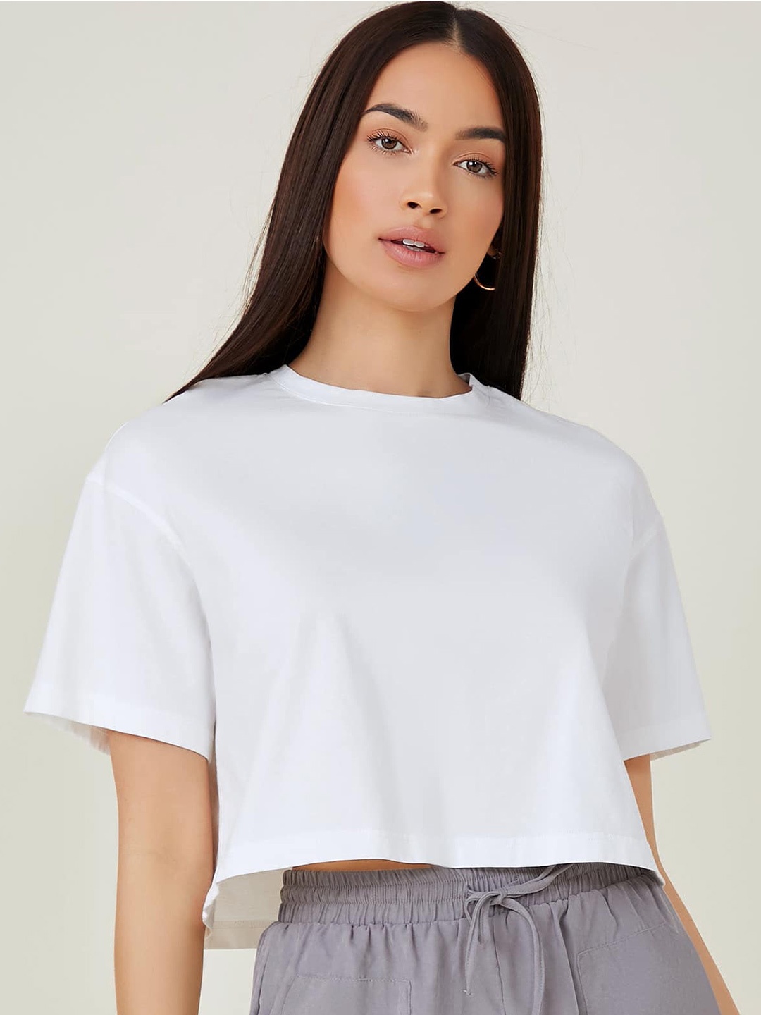 

AAHWAN White Boxy Crop Top