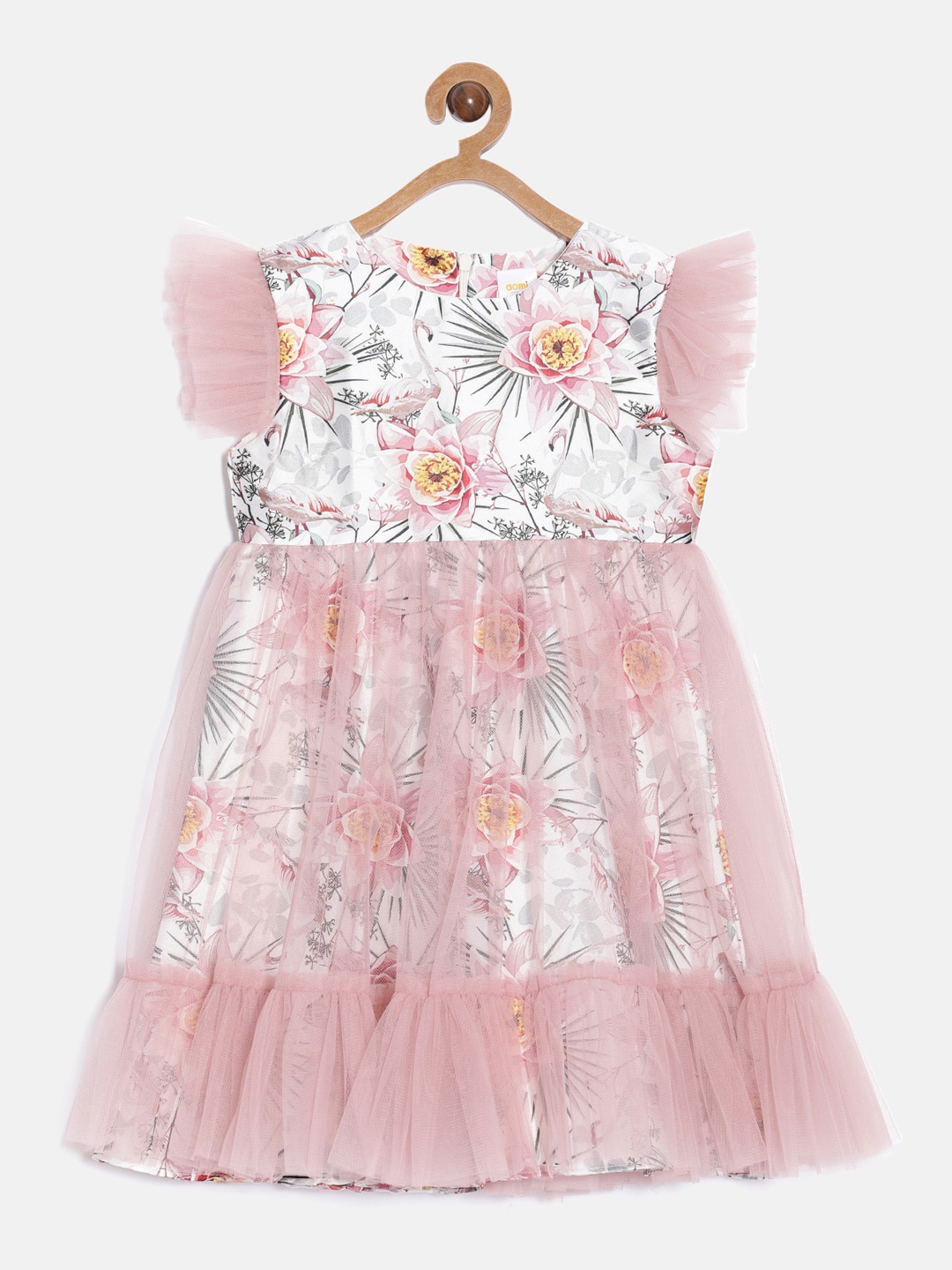 

Aomi Girls Pink & White Floral Printed Dress