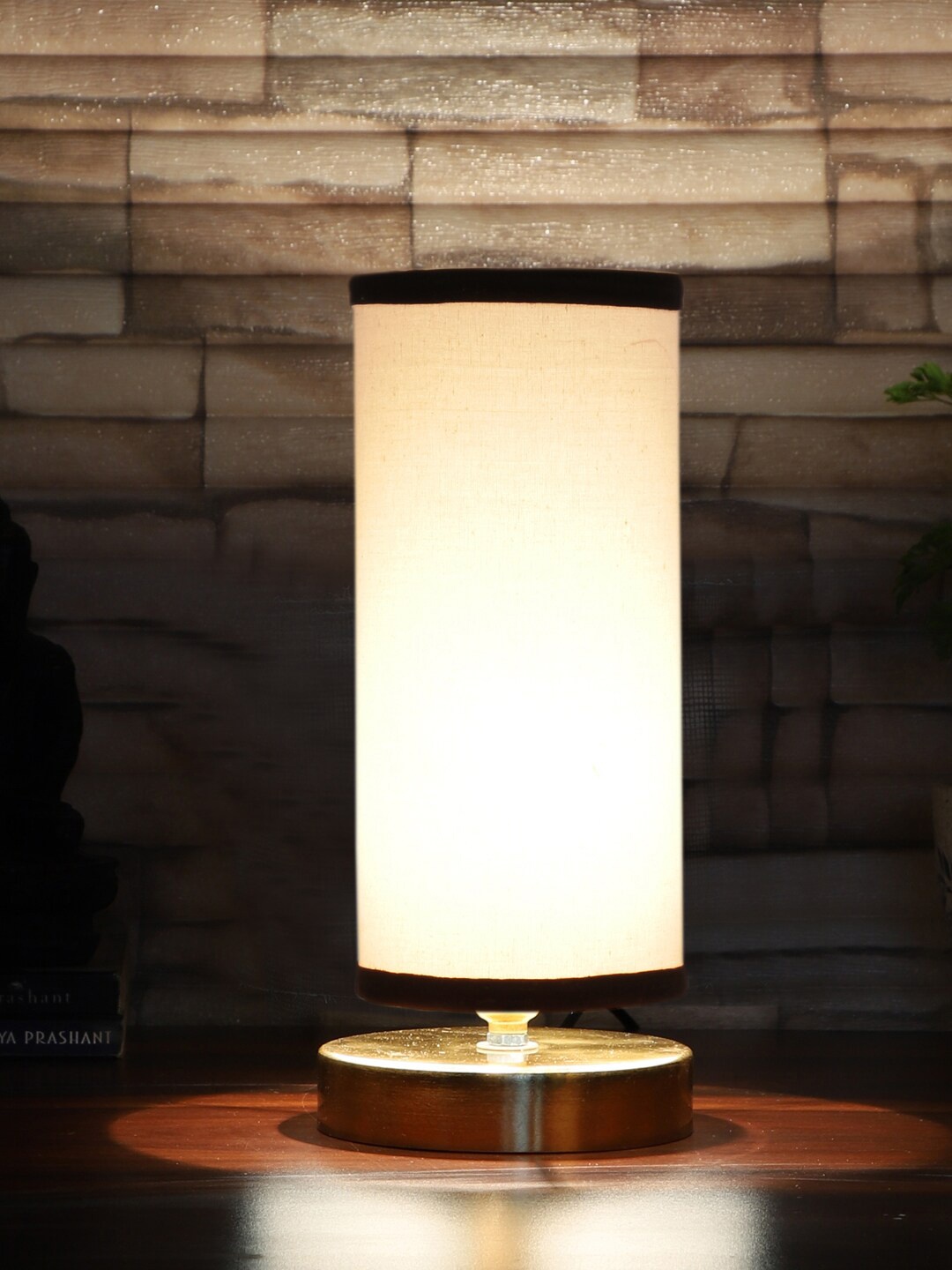 

Devansh Black & White Wood Table Lamp With Base, Gold