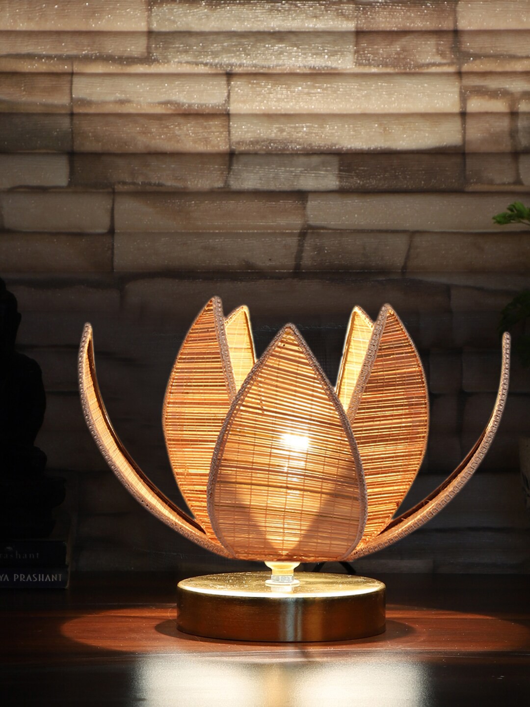 

Devansh Beige Rose Shaped Table Lamps With Wooden Base