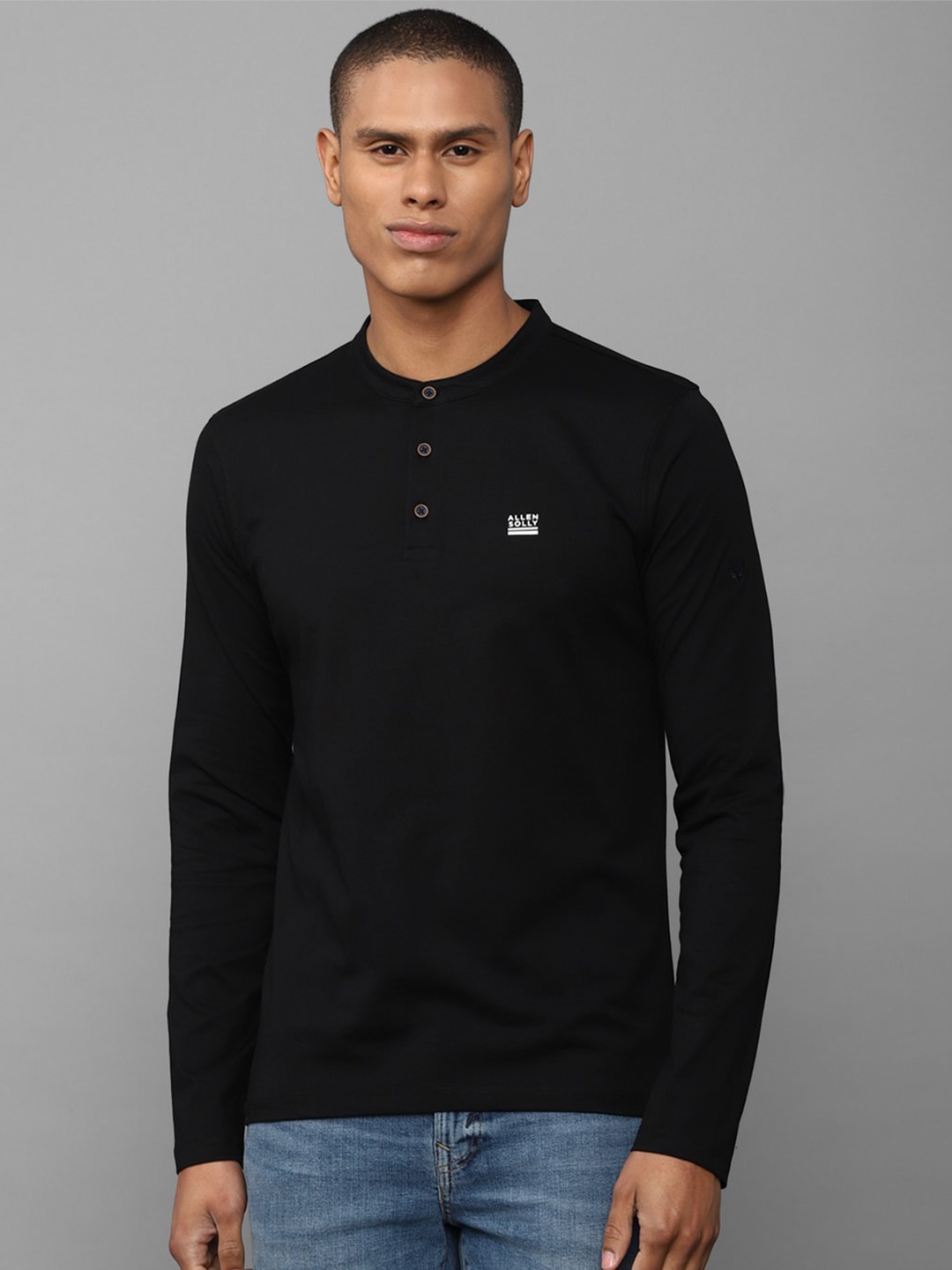 

Allen Solly Henley Neck Slim Fit Cotton T-shirt, Black