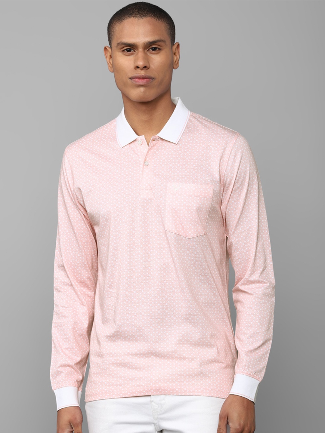 

Allen Solly Printed Polo Collar Cotton T-shirt, Peach