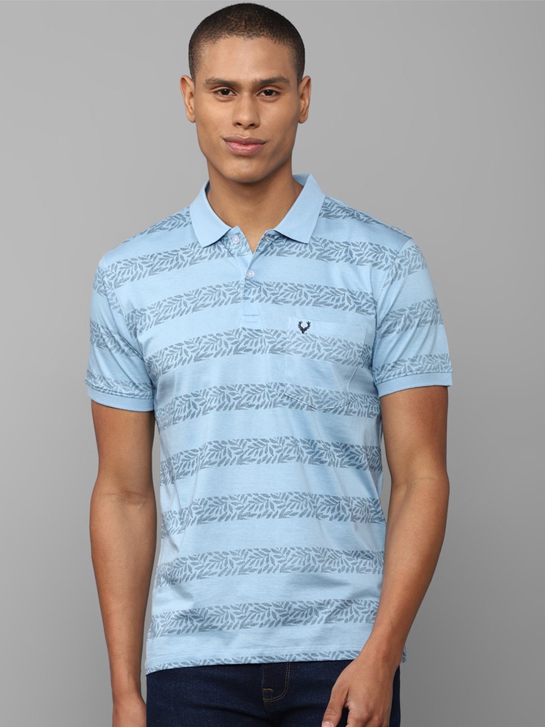 

Allen Solly Striped Polo Collar Cotton T-shirt, Blue