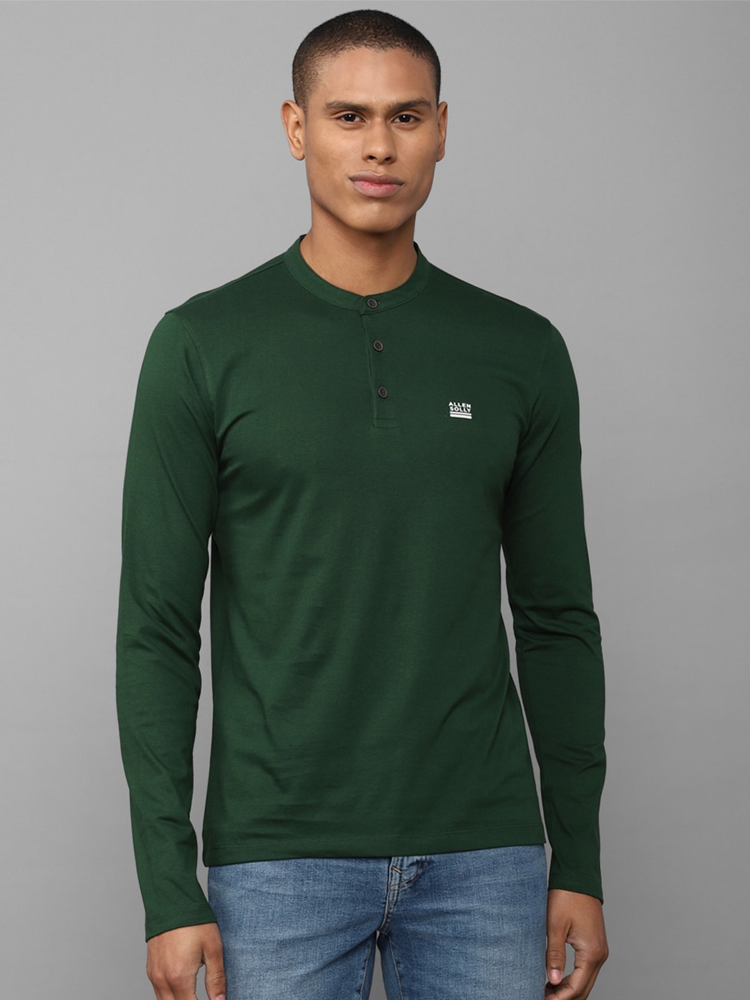 

Allen Solly Henley Neck Slim Fit Cotton T-shirt, Green