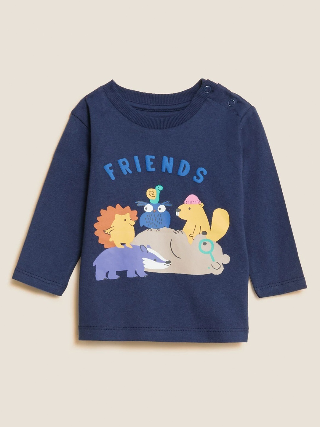 

Marks & Spencer Boys Navy Blue Printed Cotton T-shirt