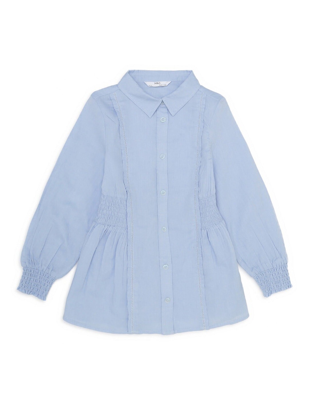 

Marks & Spencer Girls Blue Smocked Pure Cotton Shirt Style Top