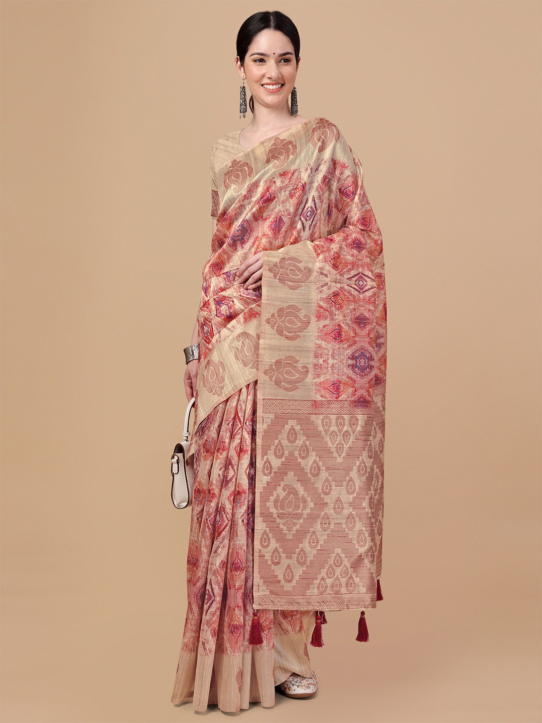 

Mitera Red & Purple Silk Blend Saree