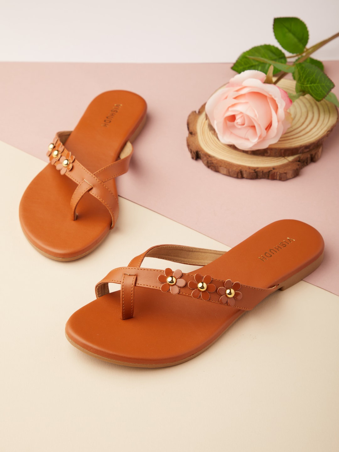 

Vishudh Women Tan One Toe Flats