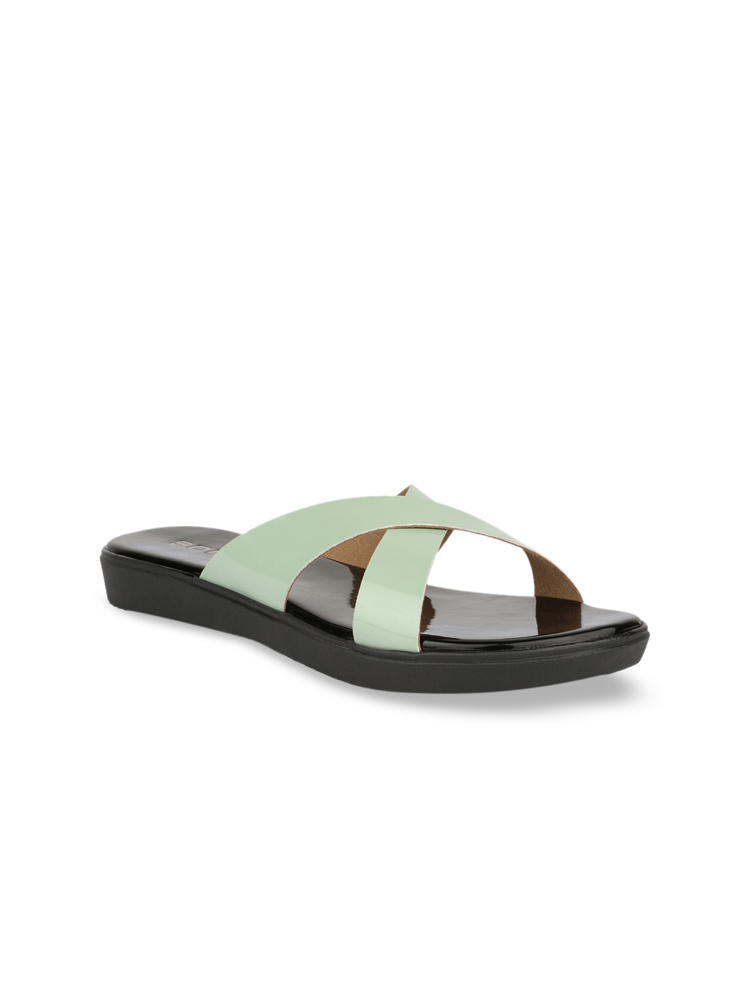 

SOLES Women Green Colourblocked Open Toe Flats