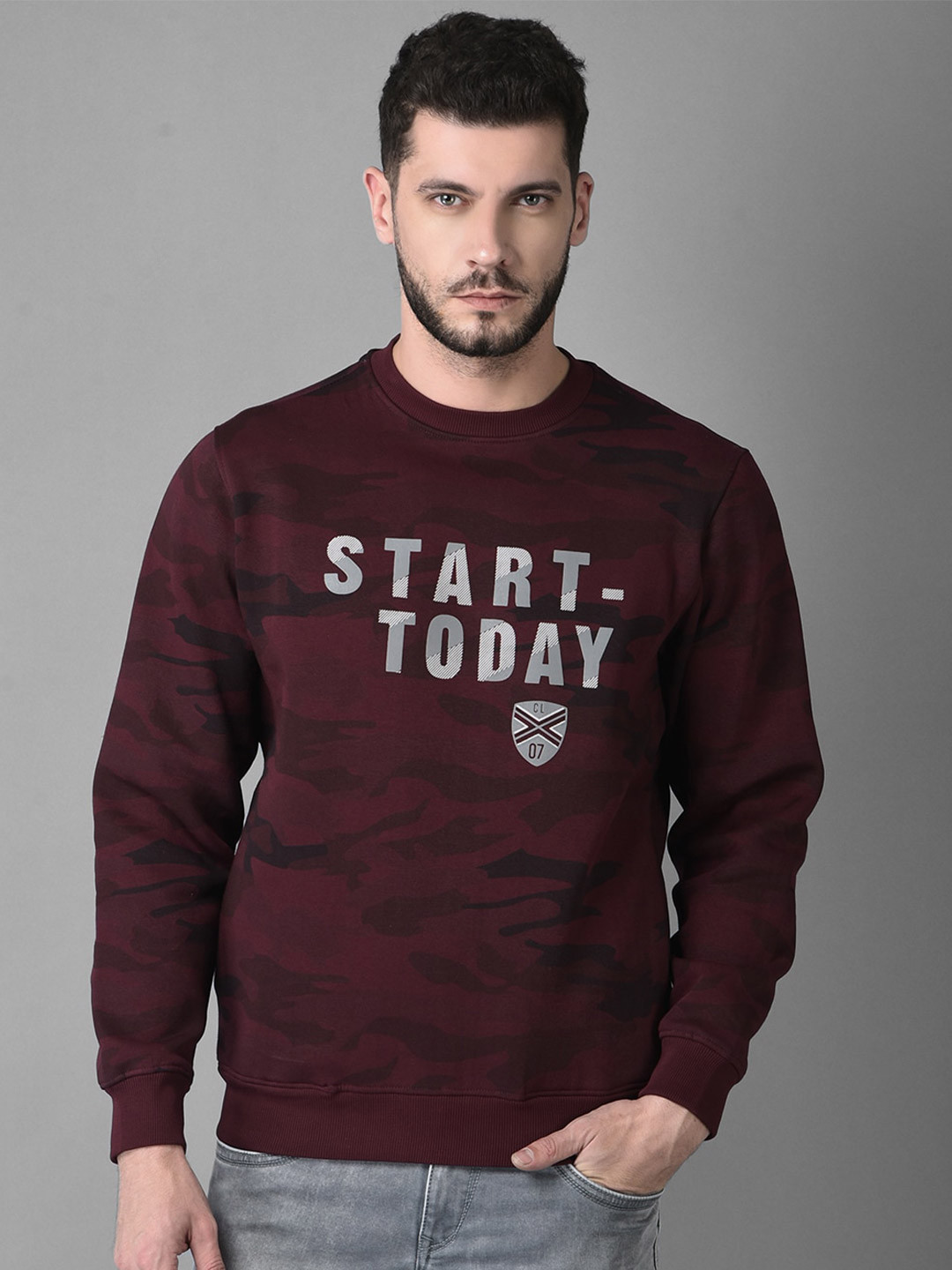 

Canary London Men Maroon Printed Sweatshirt