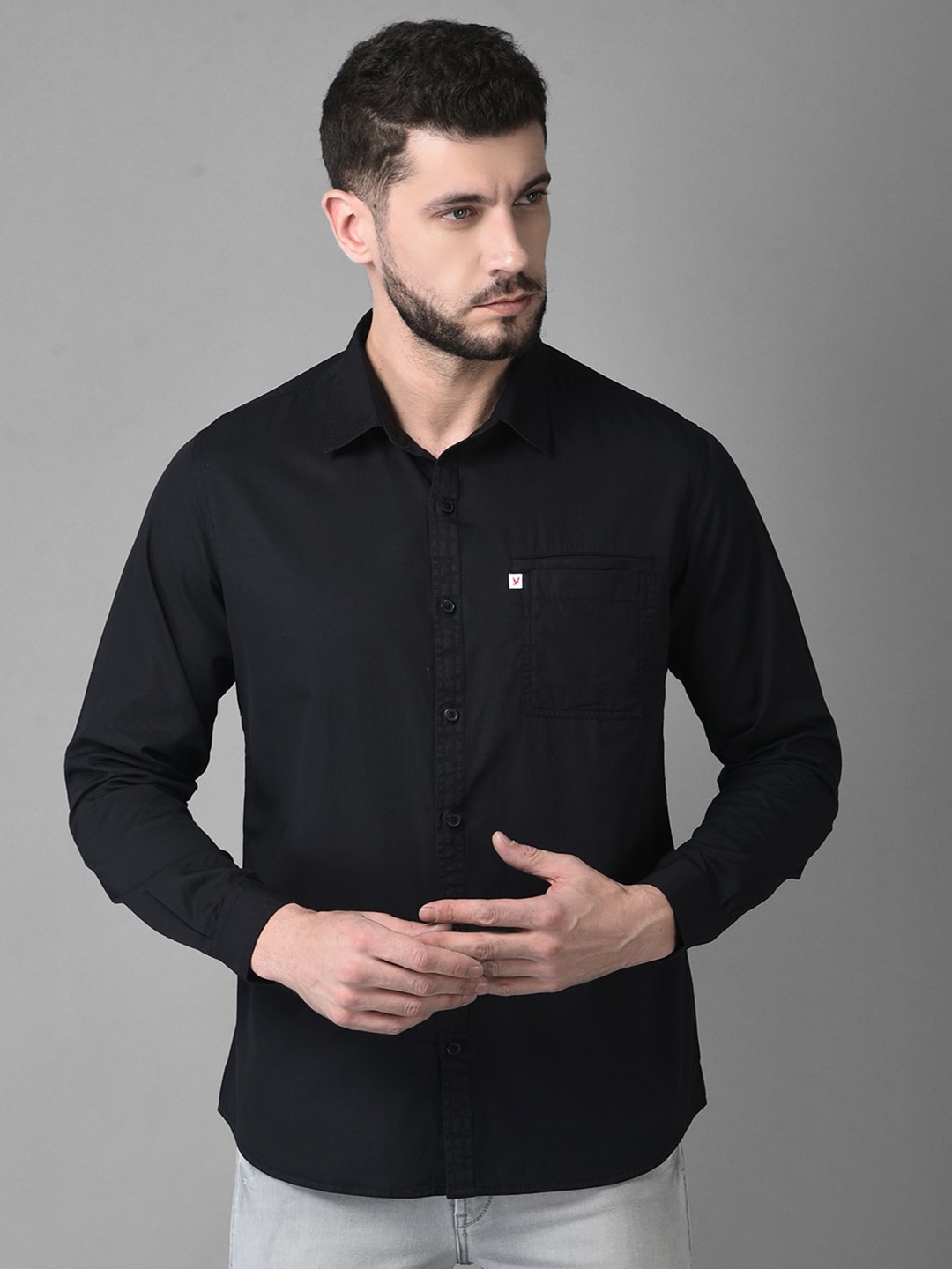 

Canary London Men Black Smart Slim Fit Cotton Casual Shirt