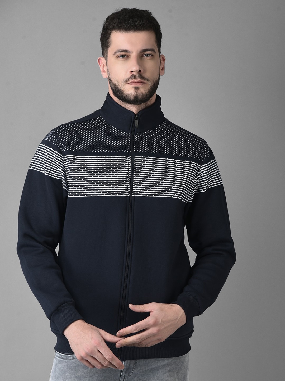 

Canary London Men Navy Blue Printed Cotton Sweatshirt