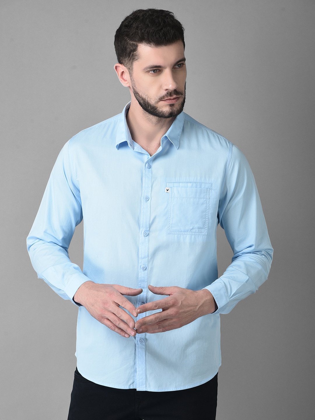 

Canary London Men Blue Smart Slim Fit Cotton Casual Shirt