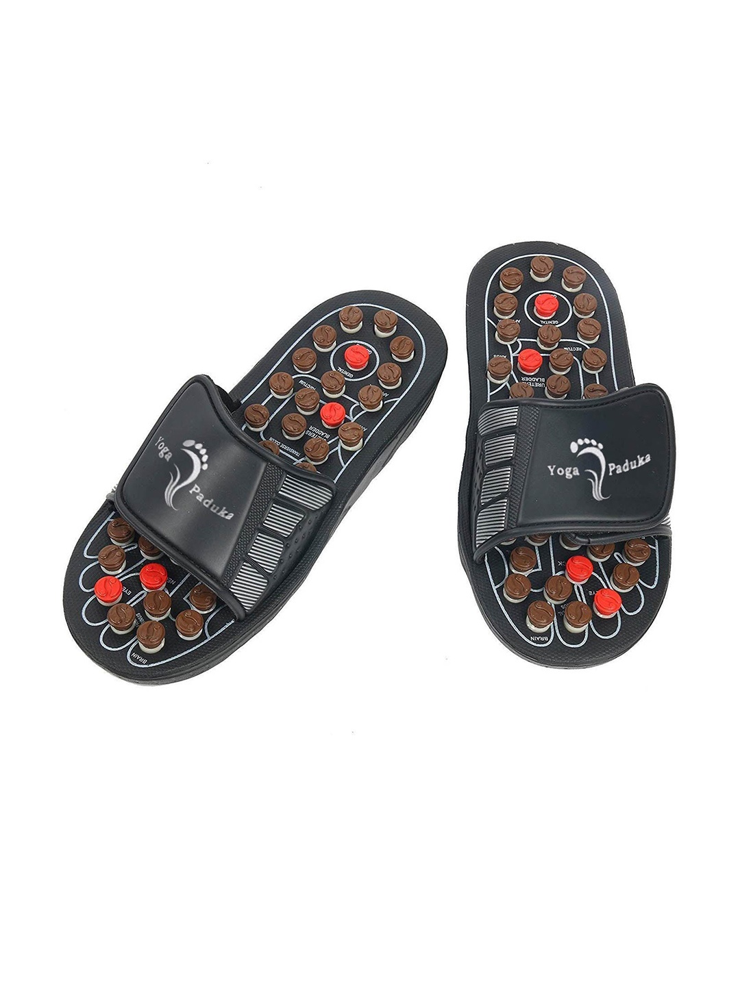 

ZURU BUNCH Unisex Black & Red Acupressure Therapy Paduka Slippers for Blood Circulation