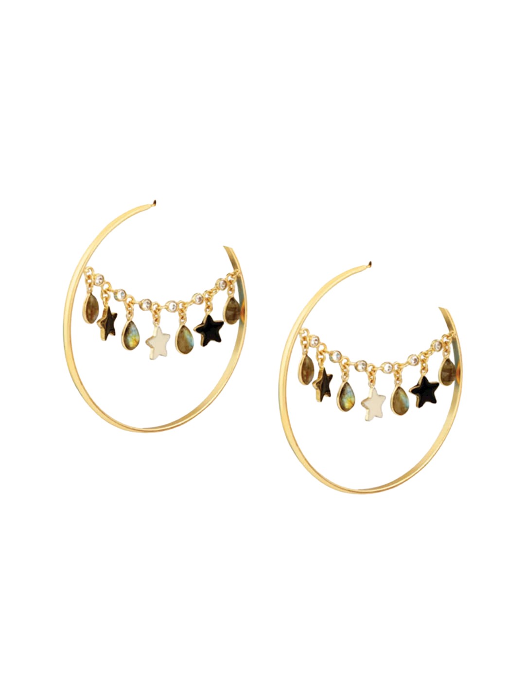 

Tipsyfly Gold Plated Contemporary Half Hoop Earrings