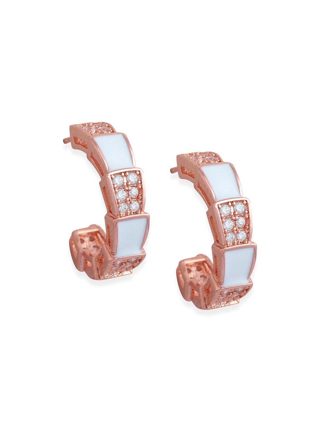 

Tipsyfly Gold Plated & White Contemporary Half Hoop Earrings