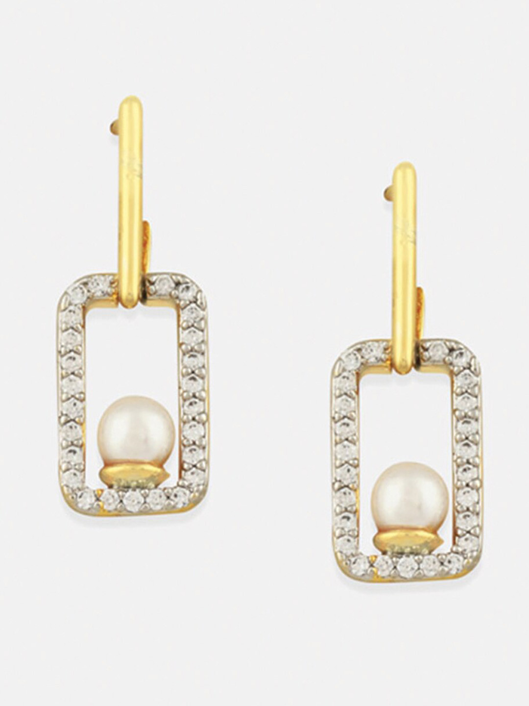 

Tipsyfly Gold Plated & White Contemporary Drop Earrings