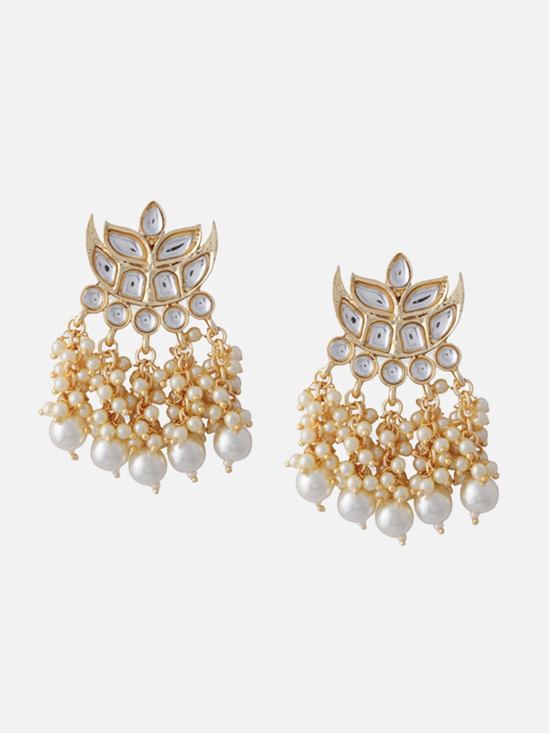 

Tipsyfly Gold Plated & White Contemporary Jhumkas Earrings