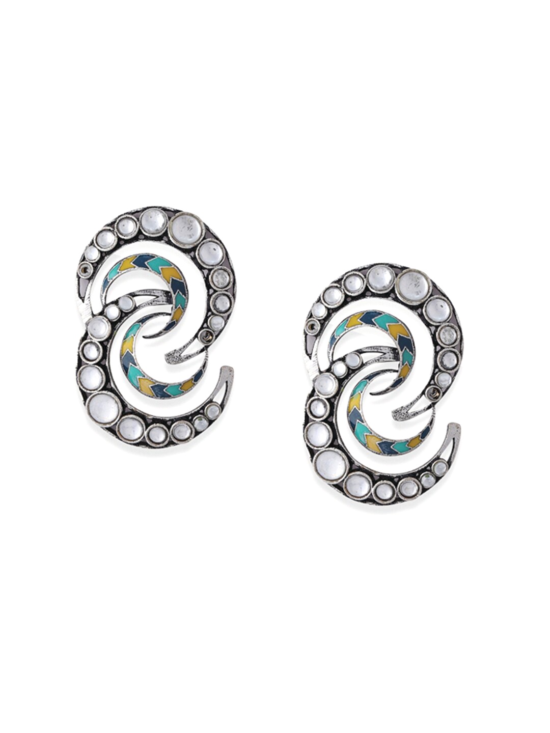 

Tipsyfly Grey Melange Silver Plated Contemporary Studs Earrings