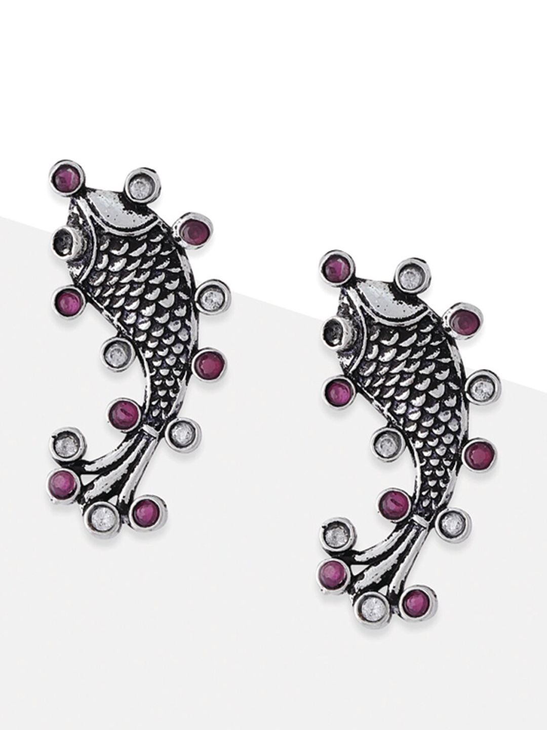 

Tipsyfly Grey Melange Silver Plated Contemporary Studs Earrings